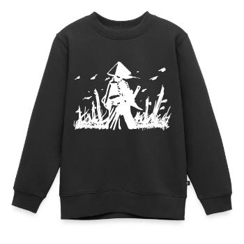 Samouraï - Sweat Premium enfant bio - noir - Devant - AI Model Kid Female (0cm)