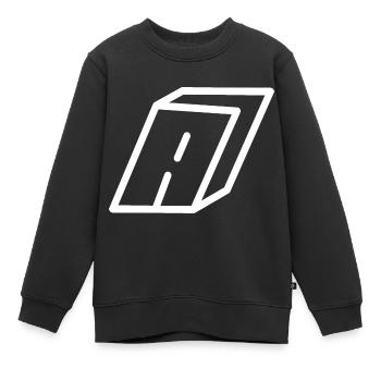 Lettre cadre A - Sweat Premium enfant bio - noir - Devant - AI Model Kid Female (0cm)