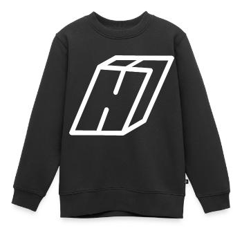 Lettre d’orientation H - Sweat Premium enfant bio - noir - Devant - AI Model Kid Female (0cm)