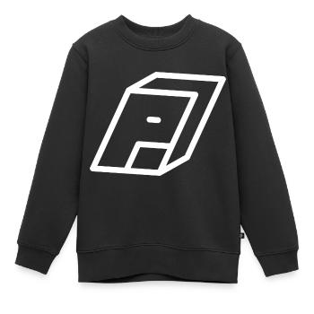 Lettre d’esquisse P - Sweat Premium enfant bio - noir - Devant - AI Model Kid Female (0cm)