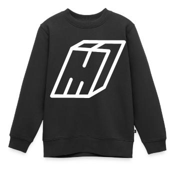 Lettre d’esquisse M - Sweat Premium enfant bio - noir - Devant - AI Model Kid Female (0cm)