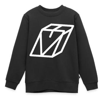 Lettre cadre V - Sweat Premium enfant bio - noir - Devant - AI Model Kid Female (0cm)