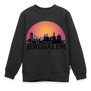 Jerusalem Skyline - Israël Voyage - Sweat Premium enfant bio - noir - Devant - AI Model Kid Female (0cm)