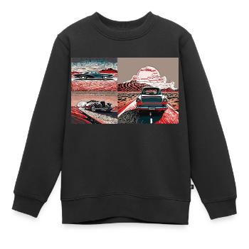 Voitures rétro sur l’autoroute au coucher du soleil - Sweat Premium enfant bio - noir - Devant - AI Model Kid Female (0cm)