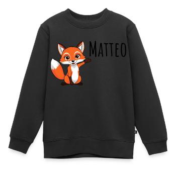 Fuchs - Mein Name ist Matteo - Süßes Waldtier - Kinder Premium Organic Sweatshirt - Schwarz - Vorne - AI Model Kid Female (0cm)