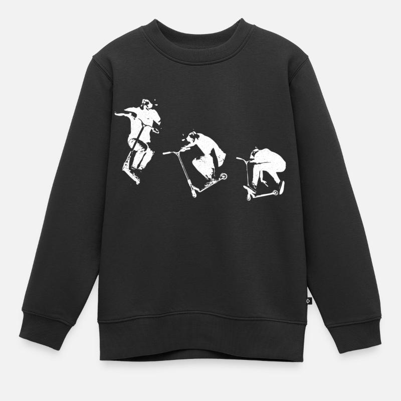Scooter kick scooter stunt e-scooter e-scooter design - Kids Premium Organic Sweatshirt - black