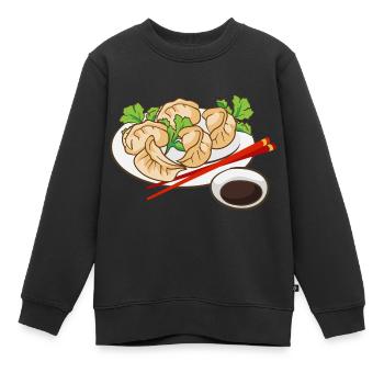 Dumplings Teller - Kinder Premium Organic Sweatshirt - Schwarz - Vorne - AI Model Kid Female (0cm)