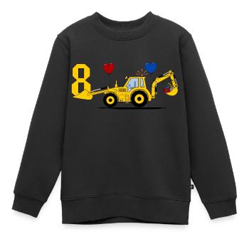 8. Geburtstag Bagger Traktor - Kinder Premium Organic Sweatshirt - Schwarz - Vorne - AI Model Kid Female (0cm)