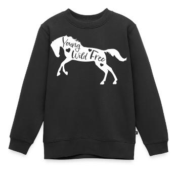 Équitation Heartbeat Équitation Poney Écurie Dressage - Sweat Premium enfant bio - noir - Devant - AI Model Kid Female (0cm)