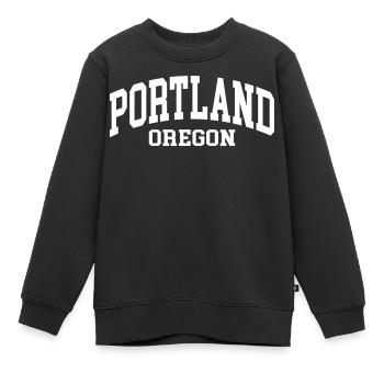 Portland - Sweat Premium enfant bio - noir - Devant - AI Model Kid Female (0cm)