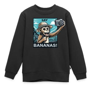 Der Affe als Tourist - Kinder Premium Organic Sweatshirt - Schwarz - Vorne - AI Model Kid Female (0cm)