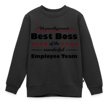 Patron, Patron et Manager - Sweat Premium enfant bio - noir - Devant - AI Model Kid Female (0cm)