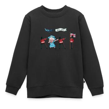 Dabbing British Queen Monarchy Platinum Jubilee - Sweat Premium enfant bio - noir - Devant - AI Model Kid Female (0cm)