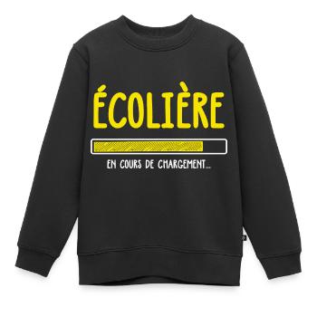 Écolière en cours de chargement humour rentrée - Sweat Premium enfant bio - noir - Devant - AI Model Kid Female (0cm)