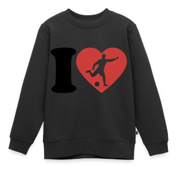 I Love Soccer - Herz - Hobby - Kinder Premium Organic Sweatshirt - Schwarz - Vorne - AI Model Kid Female (0cm)