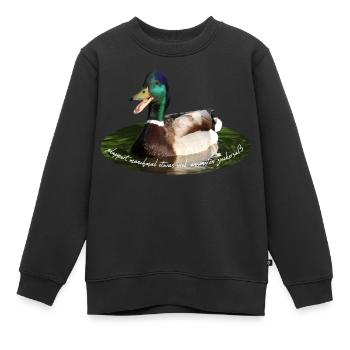 Plappermaul labern schnattern Ente - Kinder Premium Organic Sweatshirt - Schwarz - Vorne - AI Model Kid Female (0cm)