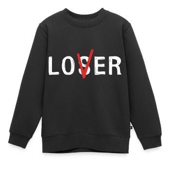 Perdant ou amant - Sweat Premium enfant bio - noir - Devant - AI Model Kid Female (0cm)
