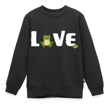 Frösche "frog love" Froschprinz - Kinder Premium Organic Sweatshirt - Schwarz - Vorne - AI Model Kid Female (0cm)