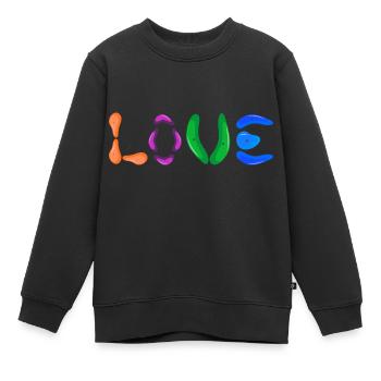 Salle d’escalade de bloc Boulderers « Boulder-Love » - Sweat Premium enfant bio - noir - Devant - AI Model Kid Female (0cm)