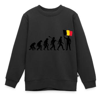 Belgien - Evolution - Flagge - Nation - Kinder Premium Organic Sweatshirt - Schwarz - Vorne - AI Model Kid Female (0cm)