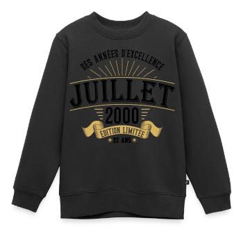 22 Ans Anniversaire Vintage Né(e) en Juillet 2000 - Sweat Premium enfant bio - noir - Devant - AI Model Kid Female (0cm)