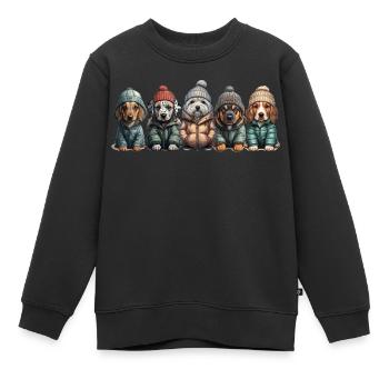 Hunde Welpen Herbst Winter Outfit - Kinder Premium Organic Sweatshirt - Schwarz - Vorne - AI Model Kid Female (0cm)