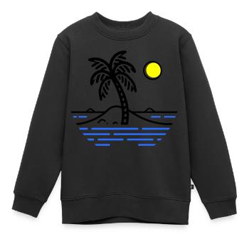Palmen Insel - Kinder Premium Organic Sweatshirt - Schwarz - Vorne - AI Model Kid Female (0cm)