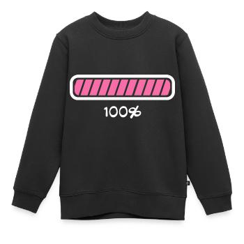 État de charge de la barre de charge - Sweat Premium enfant bio - noir - Devant - AI Model Kid Female (0cm)