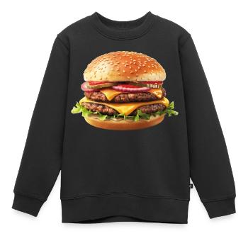 Burger - Sweat Premium enfant bio - noir - Devant - AI Model Kid Female (0cm)