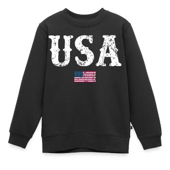 USA Flagge - Kinder Premium Organic Sweatshirt - Schwarz - Vorne - AI Model Kid Female (0cm)