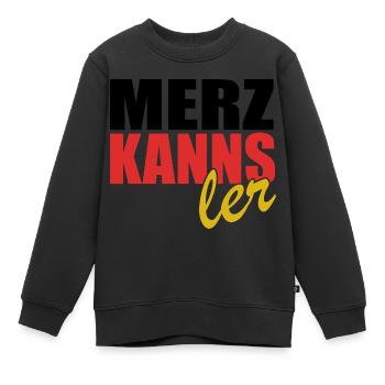 Merz kanns - Kanzler - Kanzlerkandidat - Kinder Premium Organic Sweatshirt - Schwarz - Vorne - AI Model Kid Female (0cm)