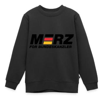 Merz for Bundeskanzler - Kanzler - Kanzlerkandidat - Kinder Premium Organic Sweatshirt - Schwarz - Vorne - AI Model Kid Female (0cm)