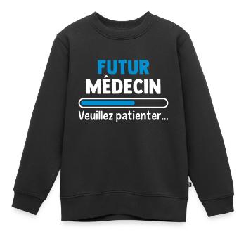 Zukünftiger Arzt bitte warten - Kinder Premium Organic Sweatshirt - Schwarz - Vorne - AI Model Kid Female (0cm)