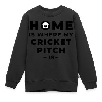 Zuhause ist, wo mein Cricket-Pitch ist - Kinder Premium Organic Sweatshirt - Schwarz - Vorne - AI Model Kid Female (0cm)