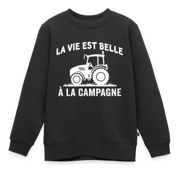 La vie est belle à la campagne - Sweat Premium enfant bio - noir - Devant - AI Model Kid Female (0cm)