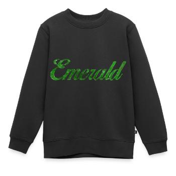 Texte stylisé émeraude - Sweat Premium enfant bio - noir - Devant - AI Model Kid Female (0cm)