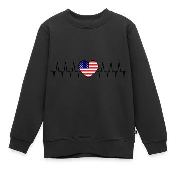 Herzfrequenz Amerika - Kinder Premium Organic Sweatshirt - Schwarz - Vorne - AI Model Kid Female (0cm)