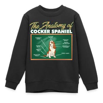 Anatomie d’un cocker épagneul I drôle d’épagneul - Sweat Premium enfant bio - noir - Devant - AI Model Kid Female (0cm)