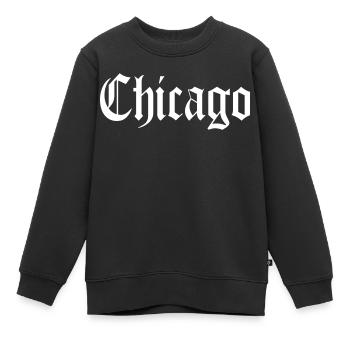 Chicago - Sweat Premium enfant bio - noir - Devant - AI Model Kid Female (0cm)