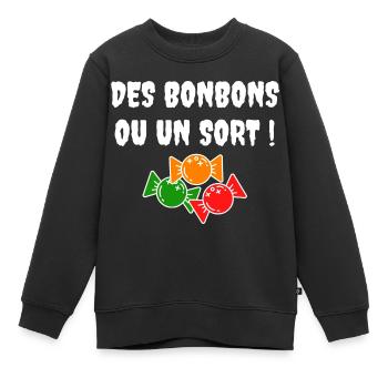 Des bonbons ou un sort - Sweat Premium enfant bio - noir - Devant - AI Model Kid Female (0cm)