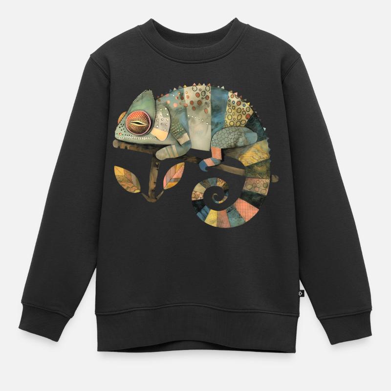 Chamäleon - Kinder Premium Organic Sweatshirt - Schwarz