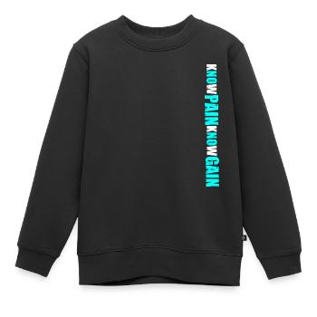 No Pain No Gain blau Sportler Fitness Spruch - Kinder Premium Organic Sweatshirt - Schwarz - Vorne - AI Model Kid Female (0cm)