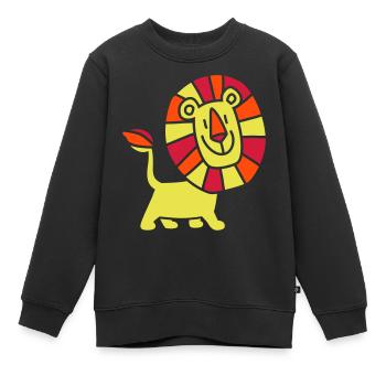 Gentle Cartoon Lion by Cheerful Madness!! - Kids Premium Organic Sweatshirt - black - Front - AI Model Kid Female (0cm)