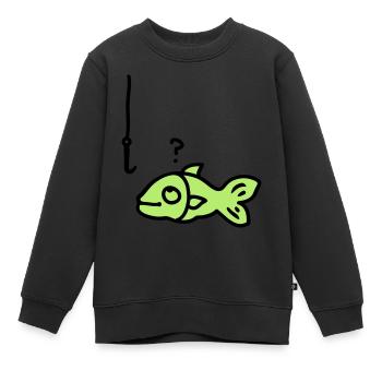 hameçon de poisson - Sweat Premium enfant bio - noir - Devant - AI Model Kid Female (0cm)