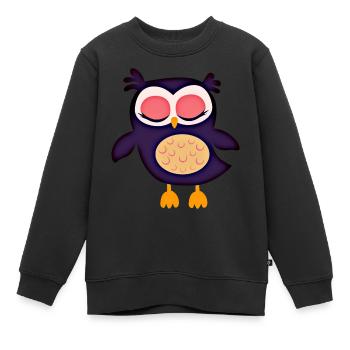 La sieste de Bala la chouette - Sweat Premium enfant bio - noir - Devant - AI Model Kid Female (0cm)