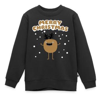 Funny Christmas Reindeer - Sweat Premium enfant bio - noir - Devant - AI Model Kid Female (0cm)