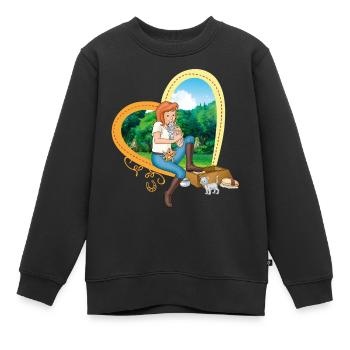 Bibi und Tina 'Tina mit Kätzchen' - Kinder Premium Organic Sweatshirt - Schwarz - Vorne - AI Model Kid Female (0cm)