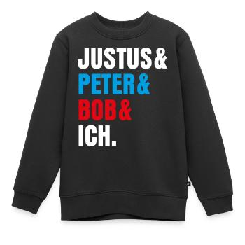 Die Drei ??? Justus& Peter& Bob& Ich - Kinder Premium Organic Sweatshirt - Schwarz - Vorne - AI Model Kid Female (0cm)