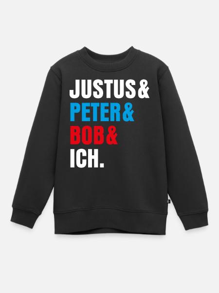 Die Drei ??? Justus& Peter& Bob& Ich - Kinder Premium Organic Sweatshirt - Schwarz