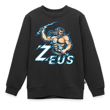 Zeus Mythologie grecque Graphique - Sweat Premium enfant bio - noir - Devant - AI Model Kid Female (0cm)